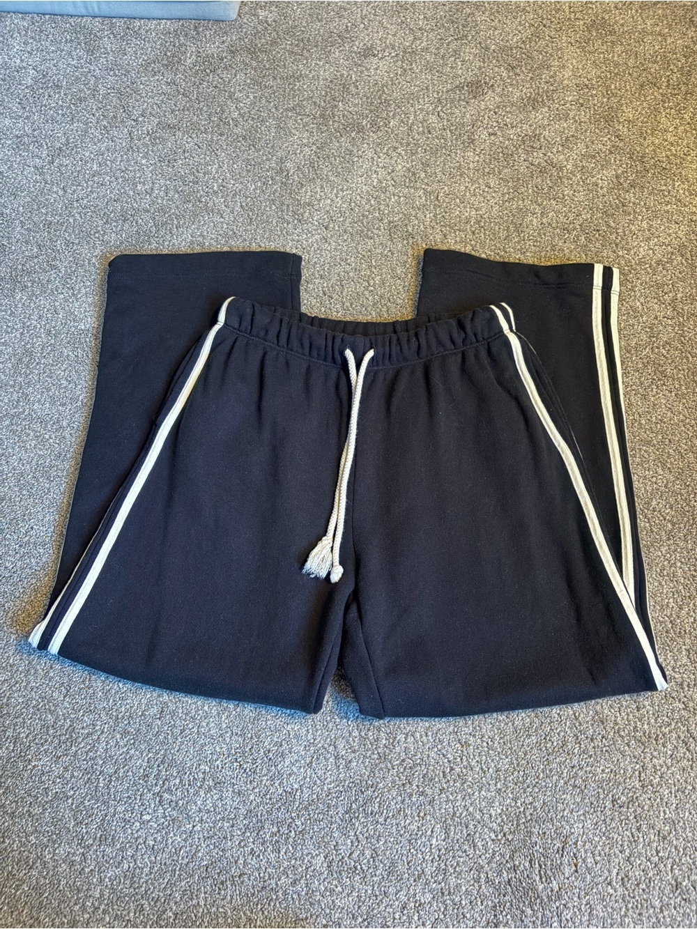 DONNI. Black Eco-Terry Jogger with White Side Stripes - Picture 2 of 5